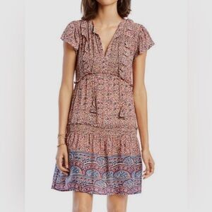 LINI Floral Mini Dress - Red and Blue